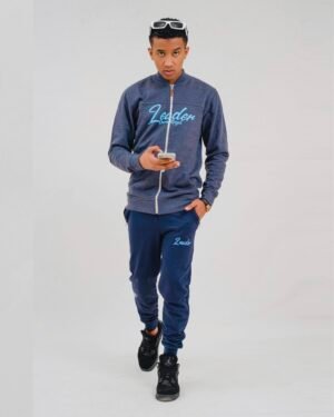 Ensemble pull avec fermeture éclair & jogging bleu